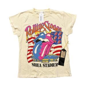Madeworn NWT Rolling Stones Yellow Short Sleeve Tee Shirt Top Size XS NEW